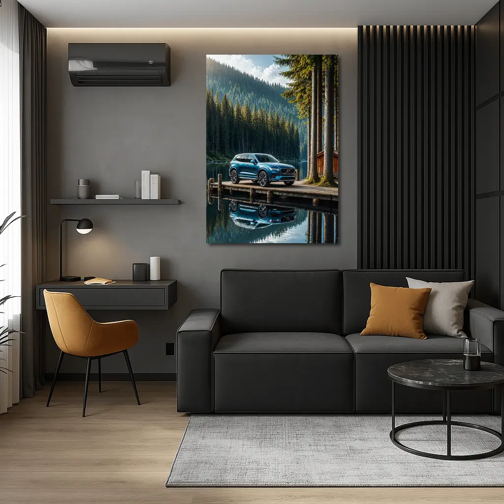 Volvo XC60 Parked By Mountain Lake – Wall Art