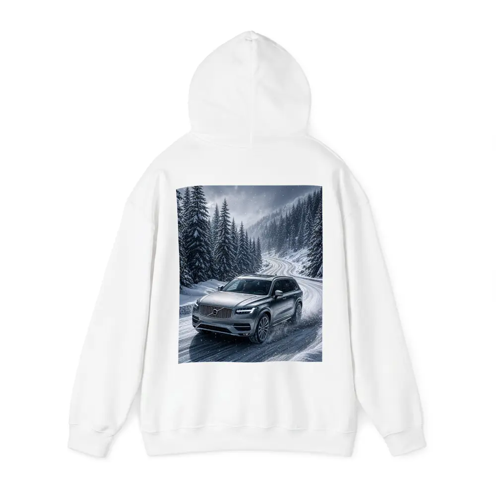 Volvo XC90 SUV Drifting Snowy Mountain Road – Hoodies