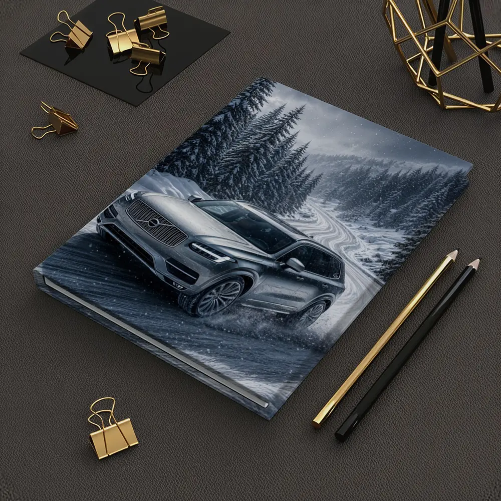 Volvo XC90 SUV Drifting Snowy Mountain Road – Notebooks
