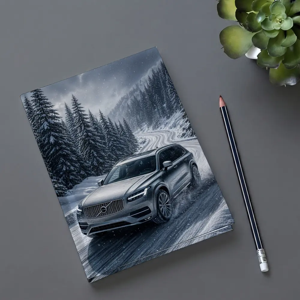 Volvo XC90 SUV Drifting Snowy Mountain Road – Notebooks
