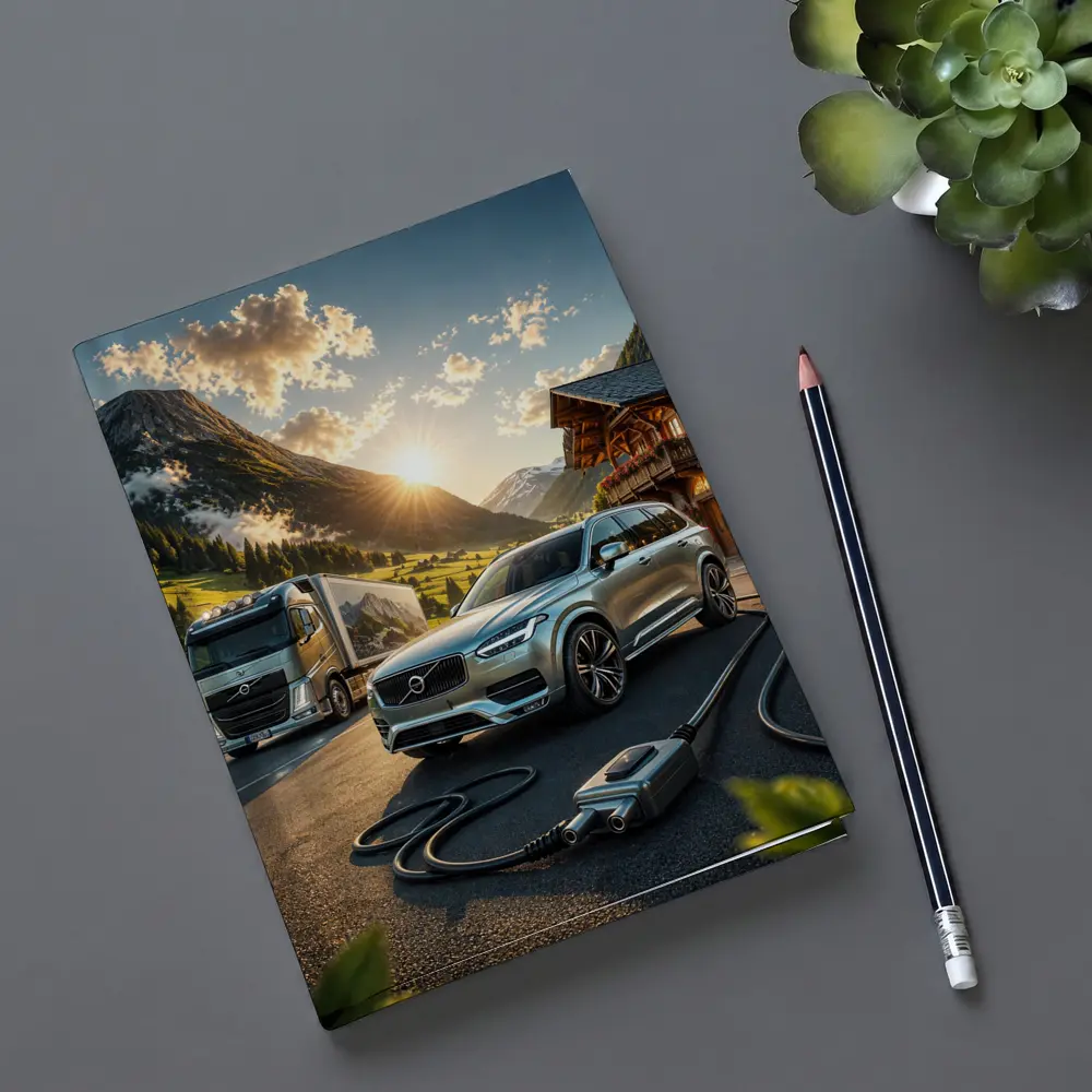 Volvo XC90 Charging Mountain Sunset Scene – Notebooks