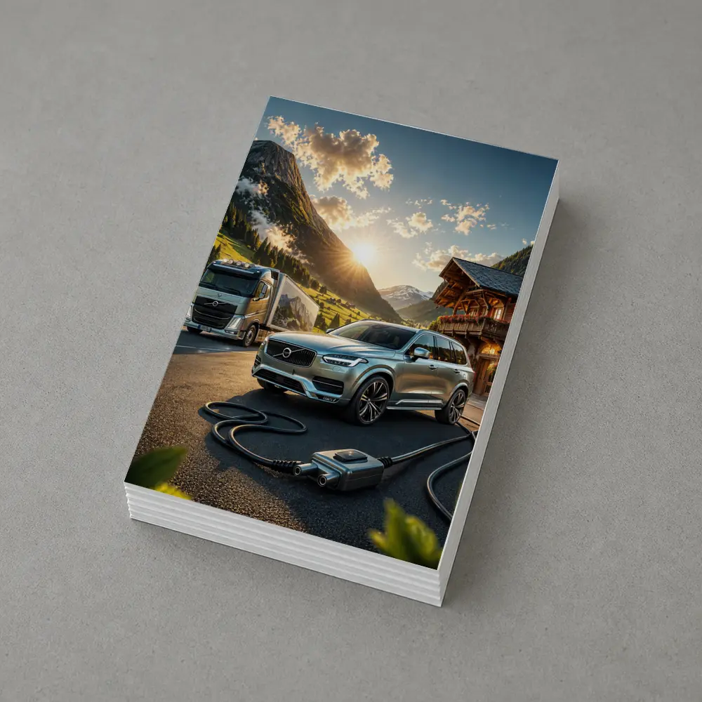 Volvo XC90 Charging Mountain Sunset Scene – Postcards