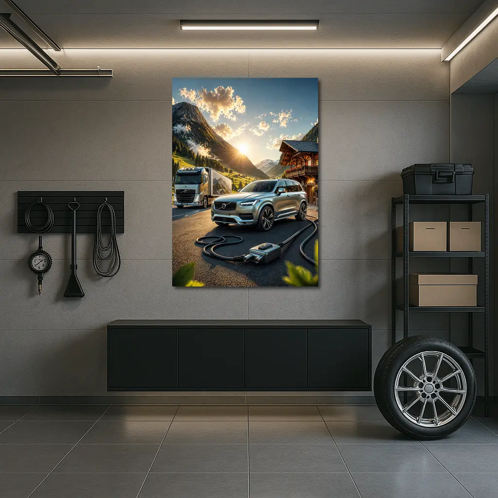 Volvo XC90 Charging Mountain Sunset Scene – Wall Art