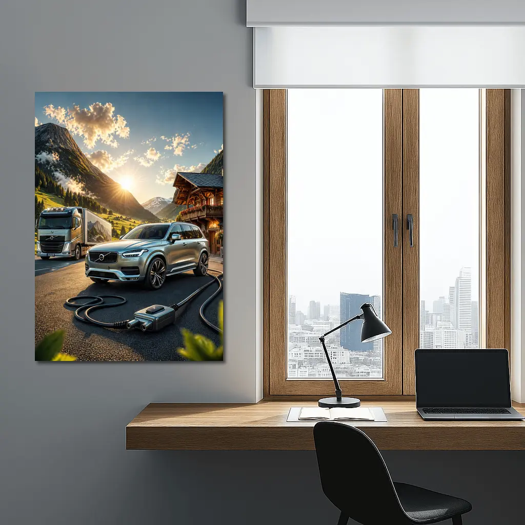 Volvo XC90 Charging Mountain Sunset Scene – Wall Art