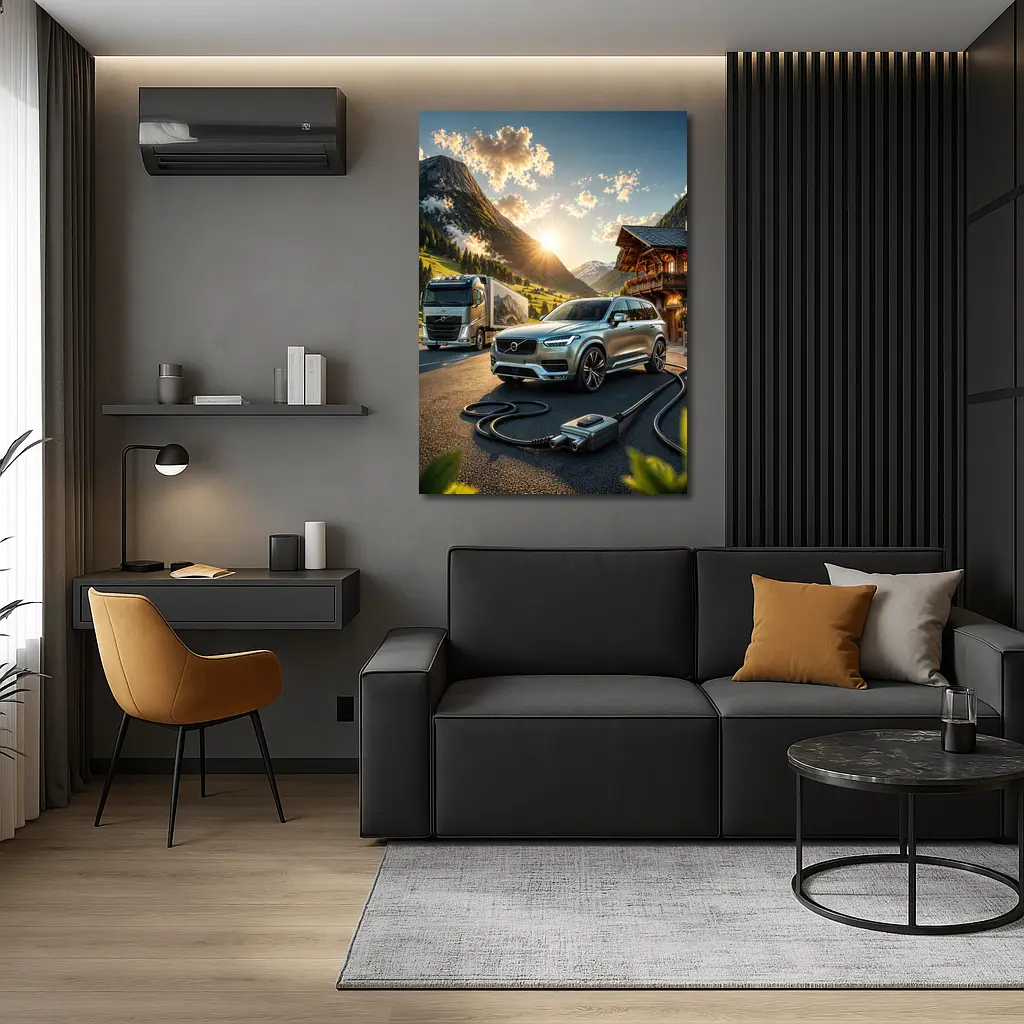 Volvo XC90 Charging Mountain Sunset Scene – Wall Art