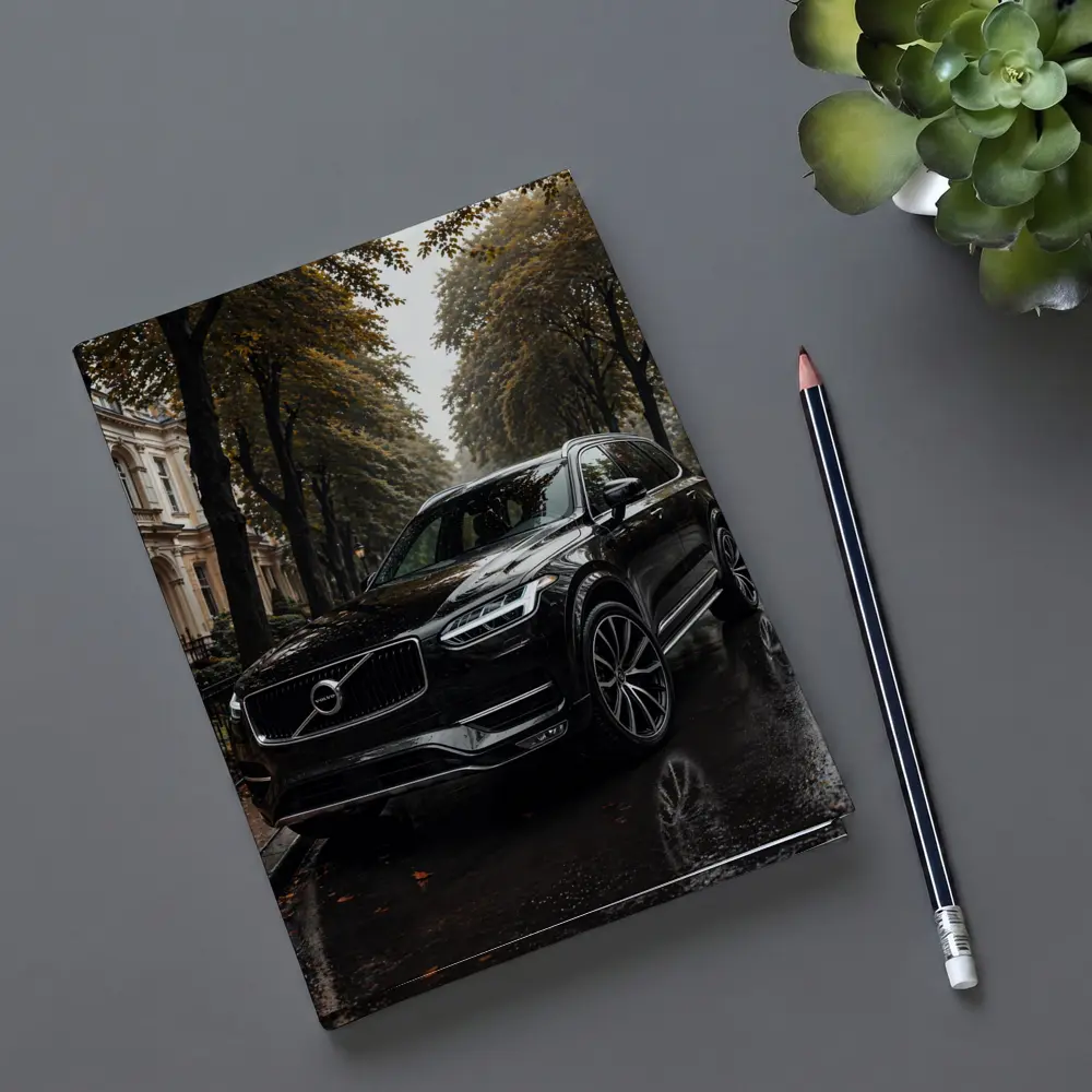 Volvo XC90 Black SUV Rainy City Street – Notebooks