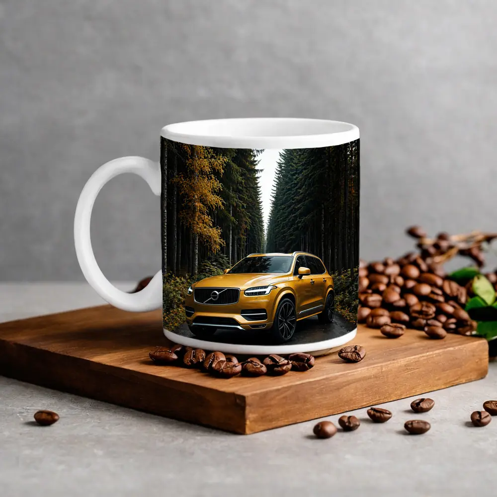 Volvo XC90 Gold SUV Forest Road – Mugs