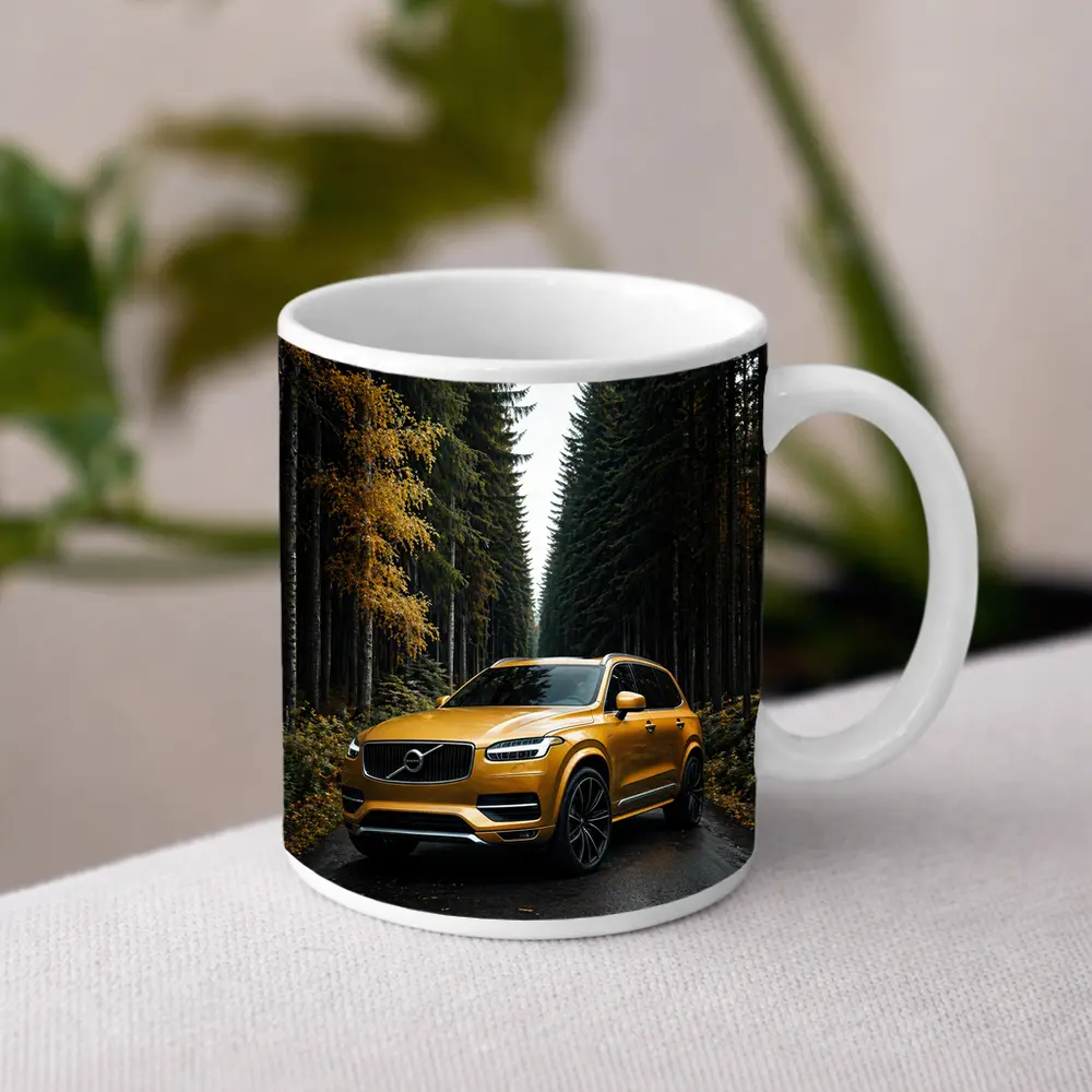 Volvo XC90 Gold SUV Forest Road – Mugs