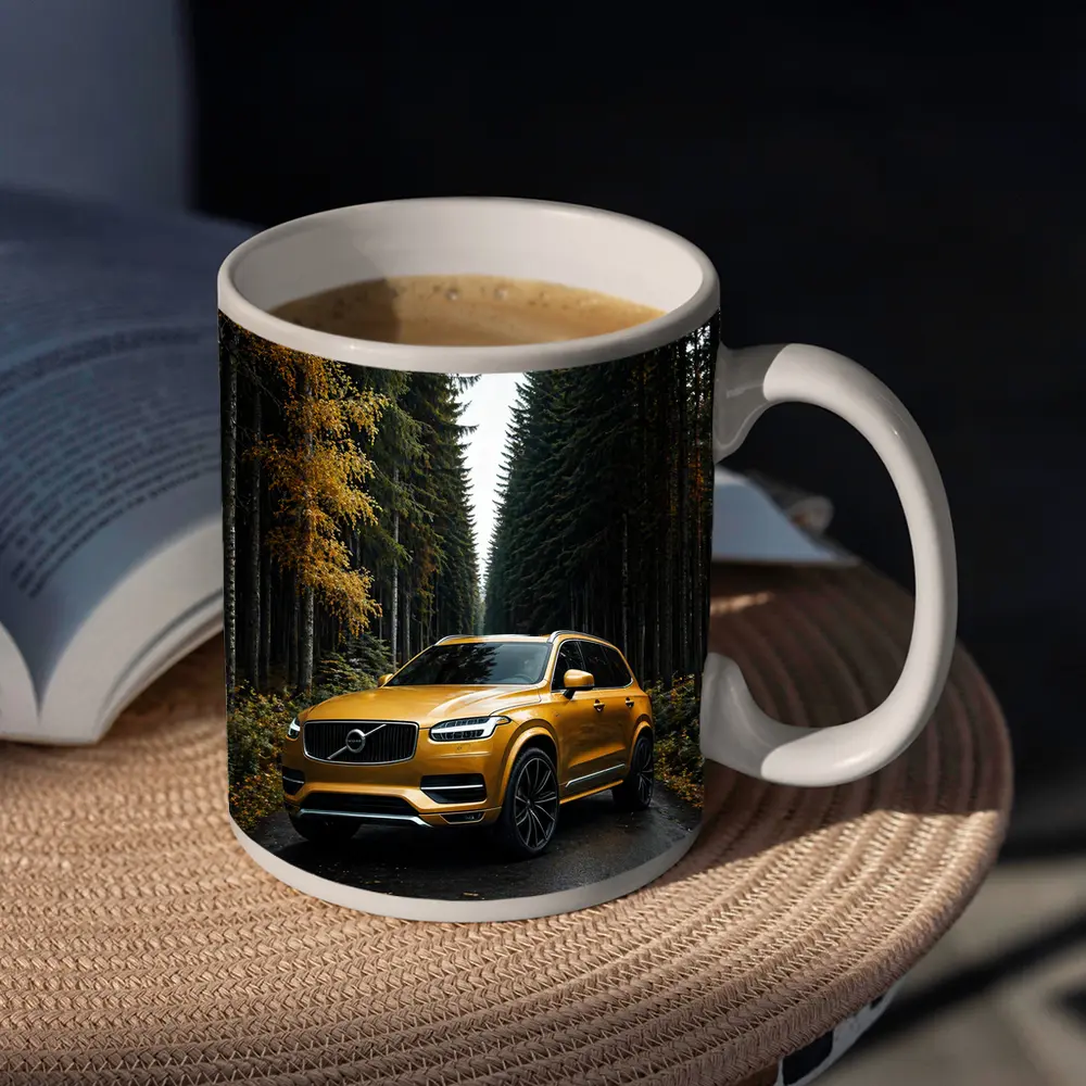 Volvo XC90 Gold SUV Forest Road – Mugs