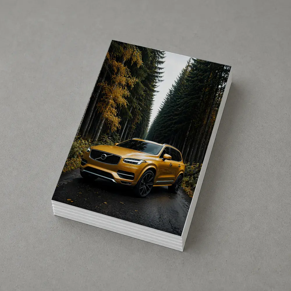 Volvo XC90 Gold SUV Forest Road – Postcards