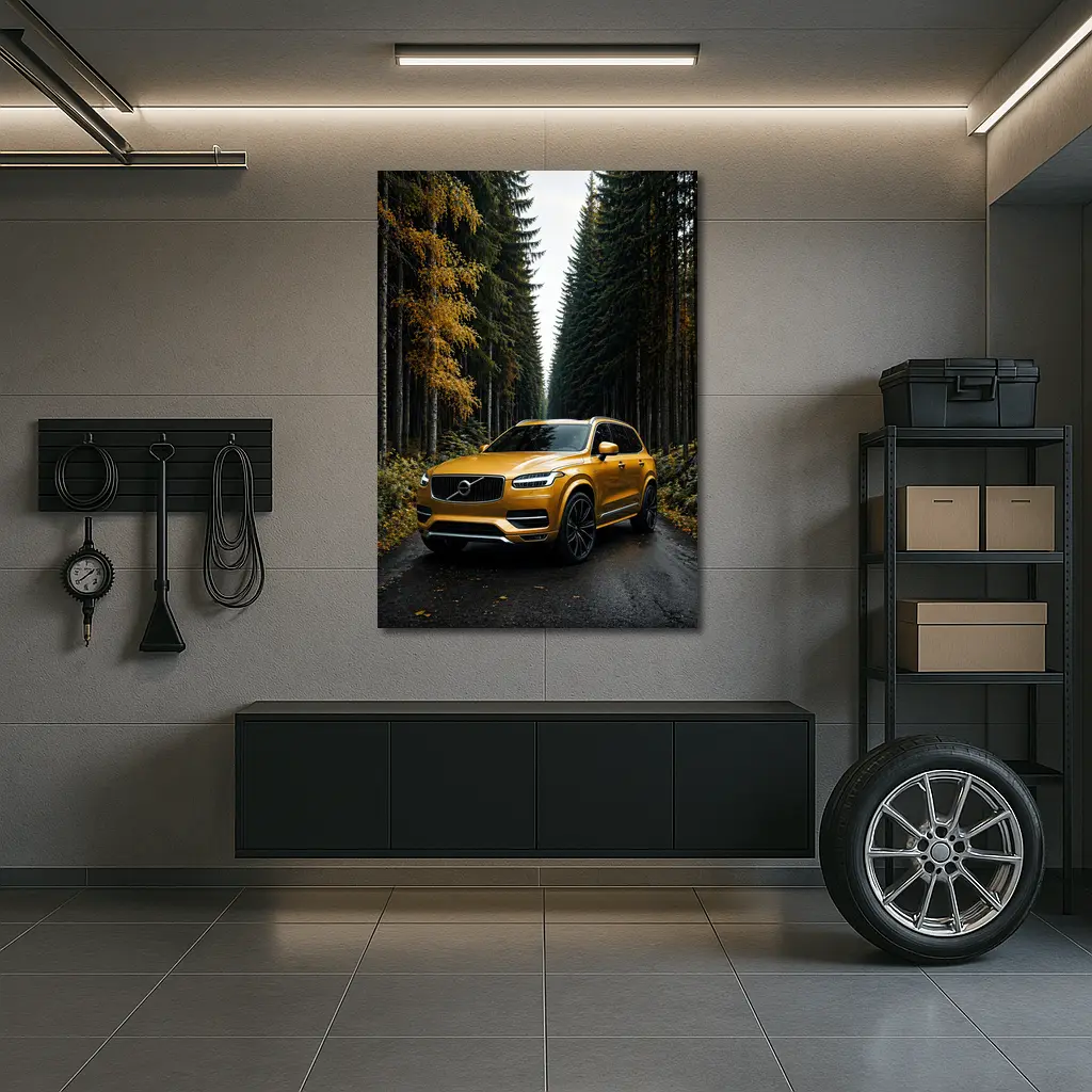 Volvo XC90 Gold SUV Forest Road – Wall Art