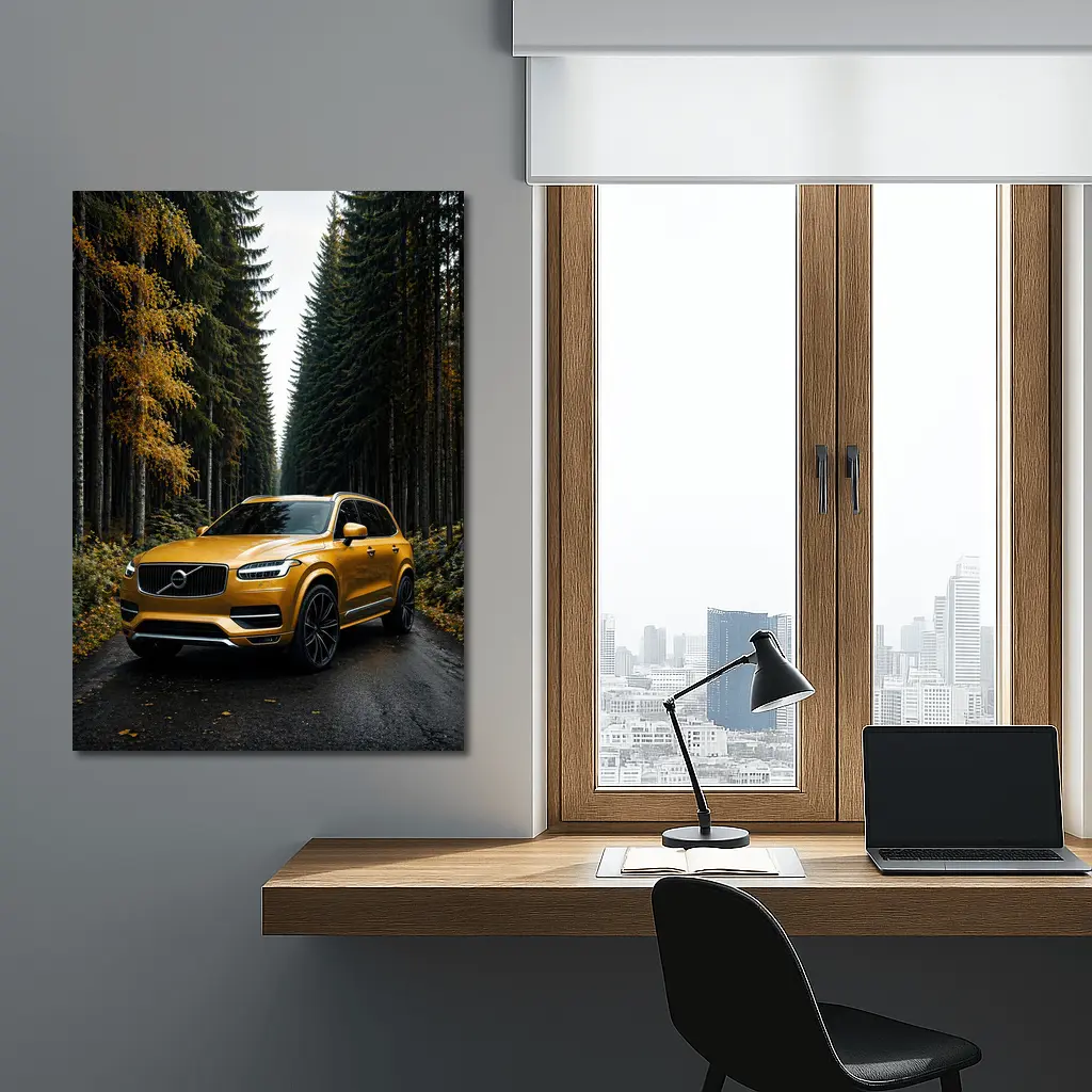 Volvo XC90 Gold SUV Forest Road – Wall Art