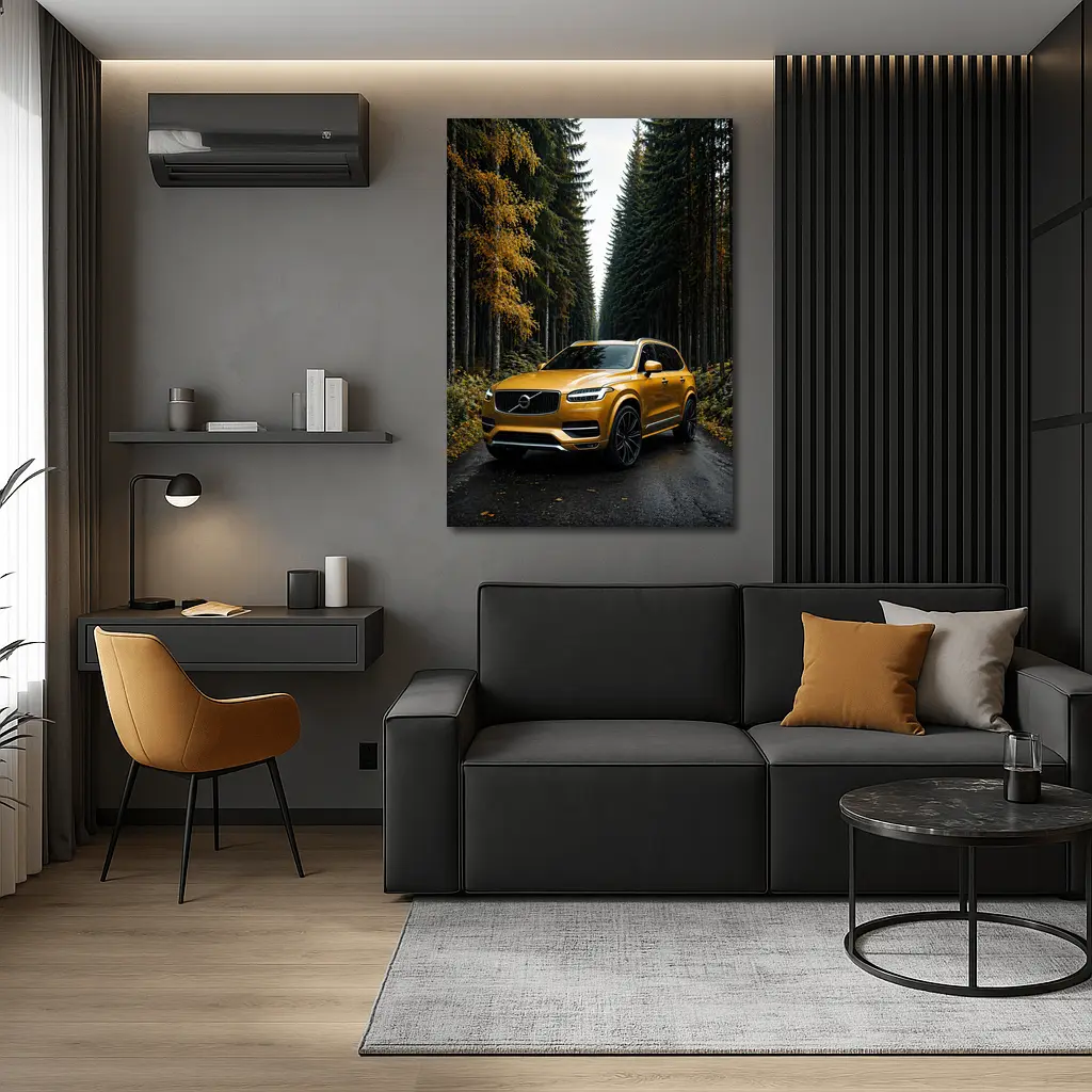 Volvo XC90 Gold SUV Forest Road – Wall Art