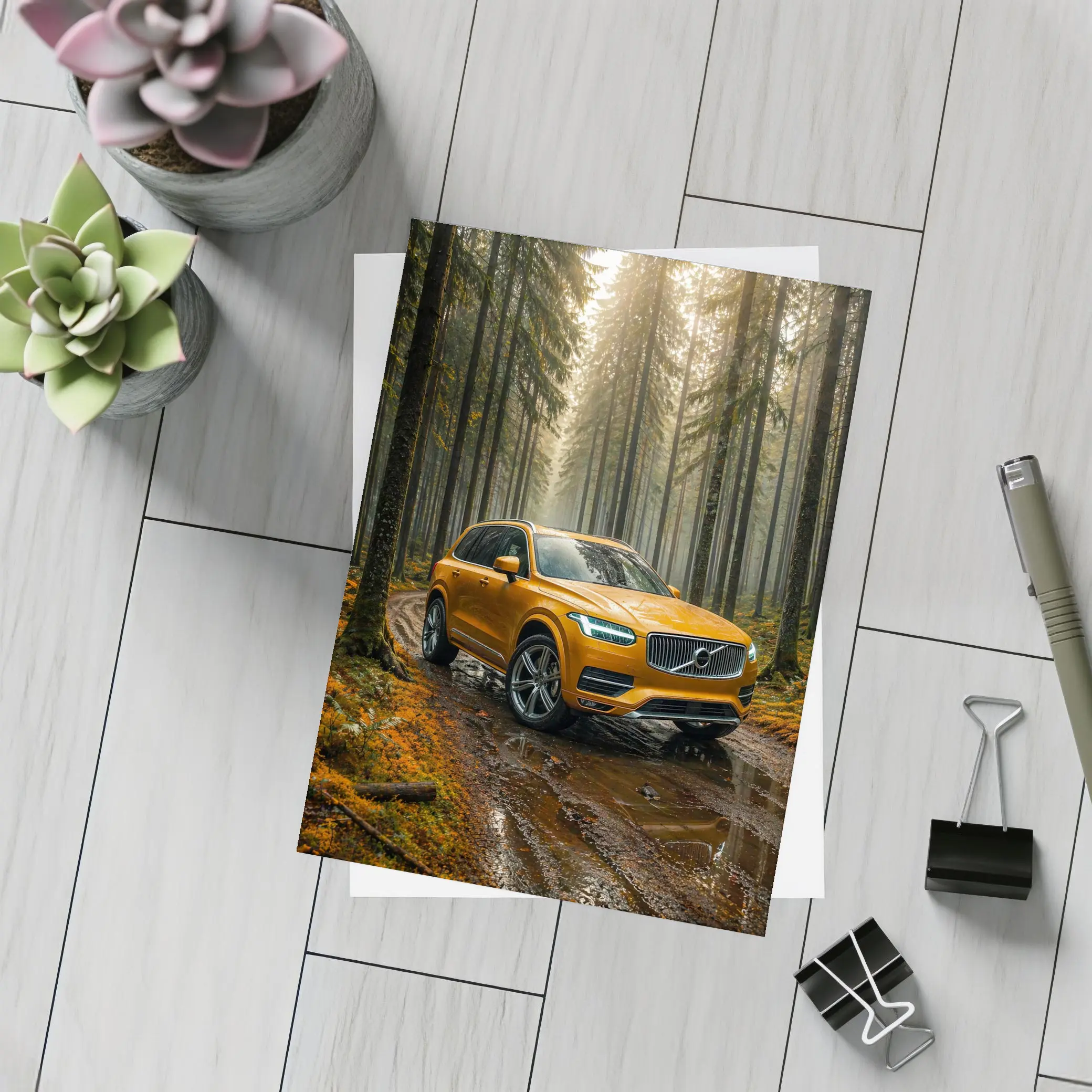 Volvo XC90 SUV Wet Forest Trail – Postcards