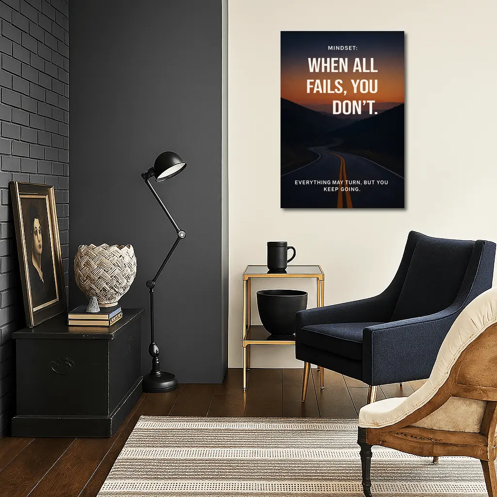 Mindset Quote Road Sunset Motivational Art – Wall Art