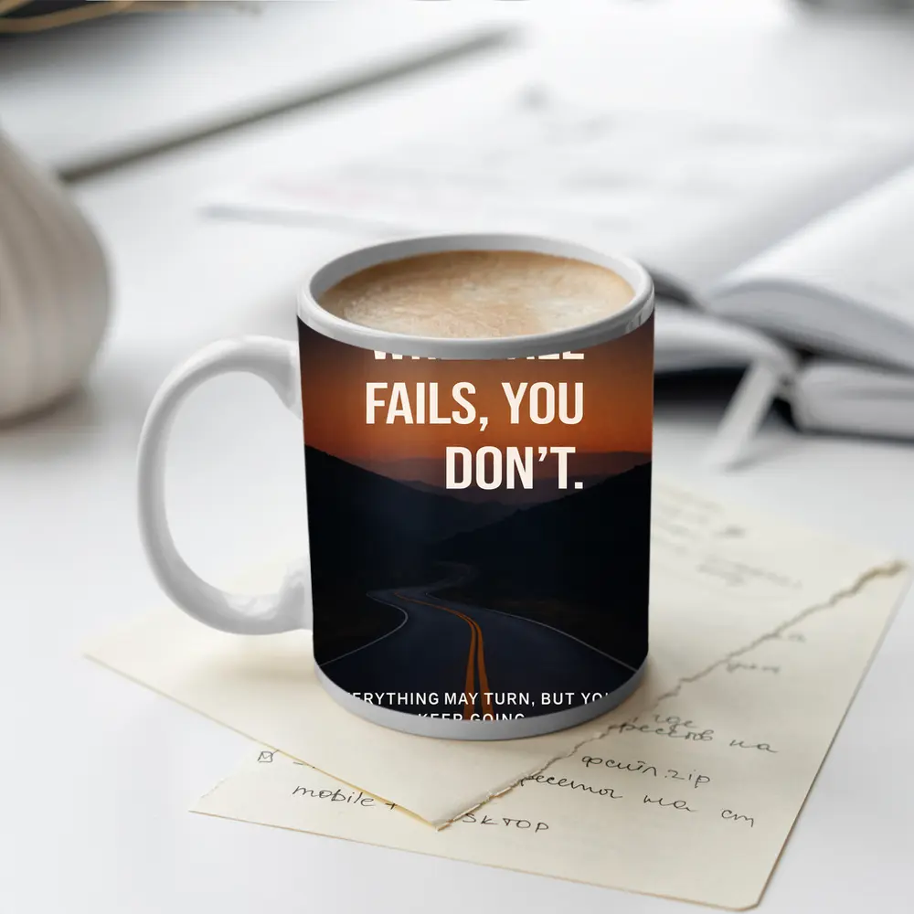 Mindset Quote Road Sunset Motivational Art – Mugs