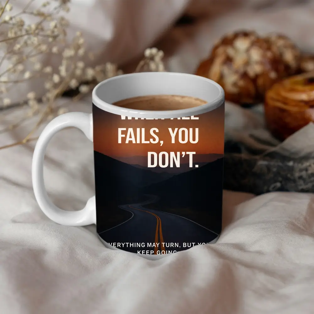 Mindset Quote Road Sunset Motivational Art – Mugs