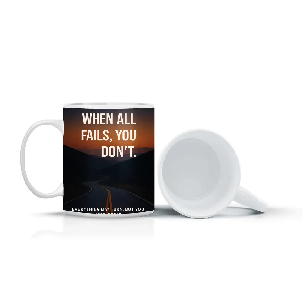 Mindset Quote Road Sunset Motivational Art – Mugs