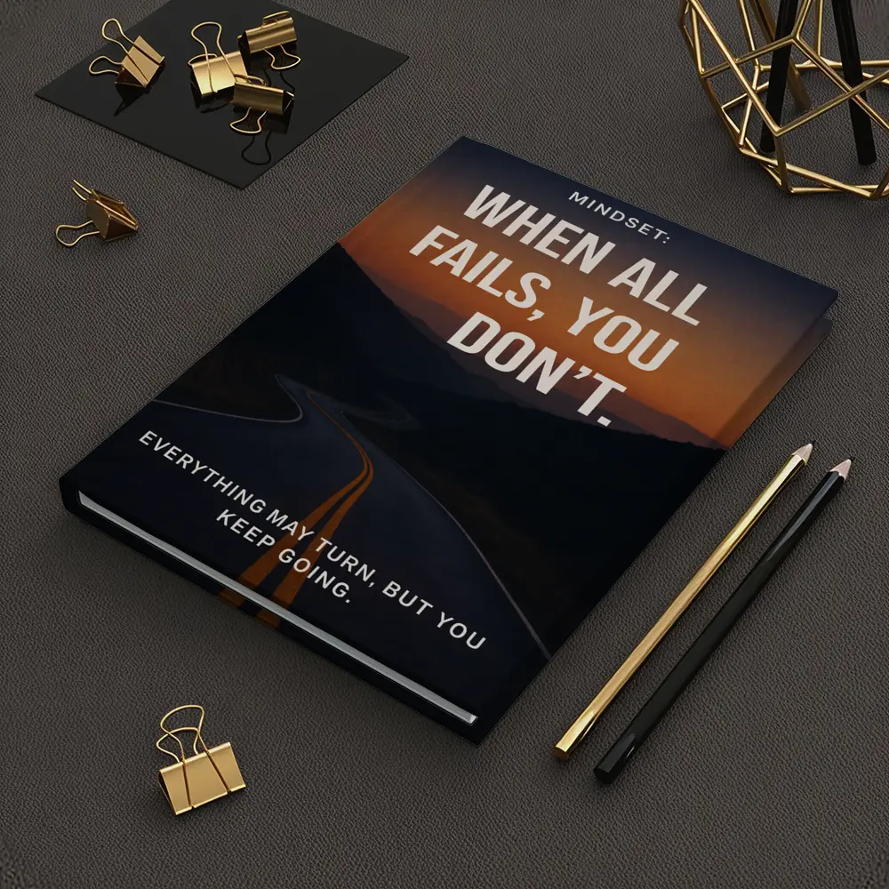 Mindset Quote Road Sunset Motivational Art – Notebooks