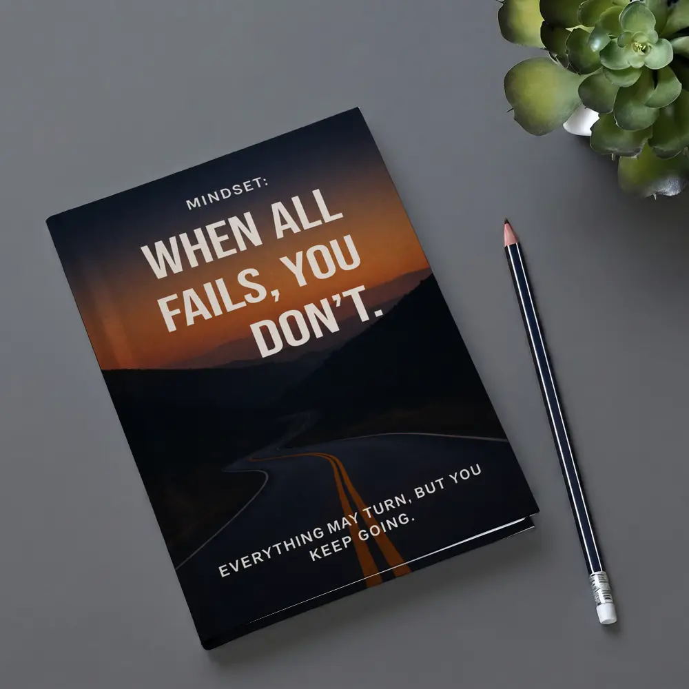 Mindset Quote Road Sunset Motivational Art – Notebooks