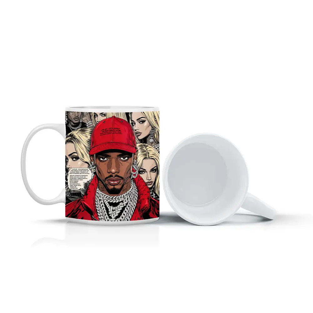 Urban Pop Art Comic Style Hip Hop Portrait – Mugs