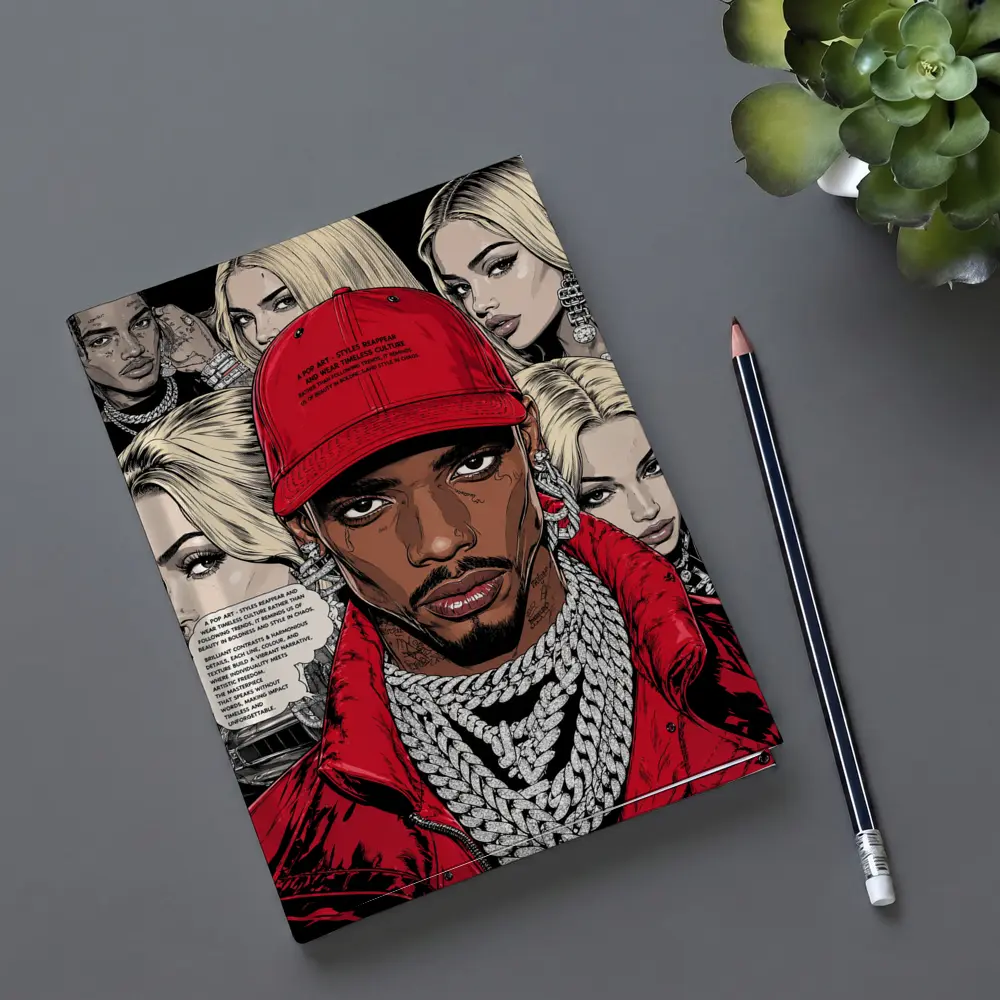 Urban Pop Art Comic Style Hip Hop Portrait – Notebooks