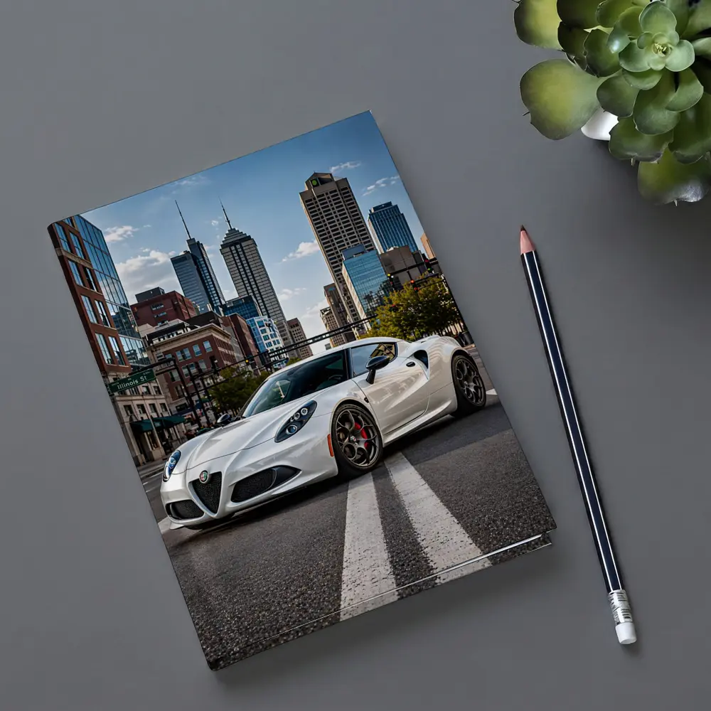 White Alfa Romeo 4C City Street – Notebooks