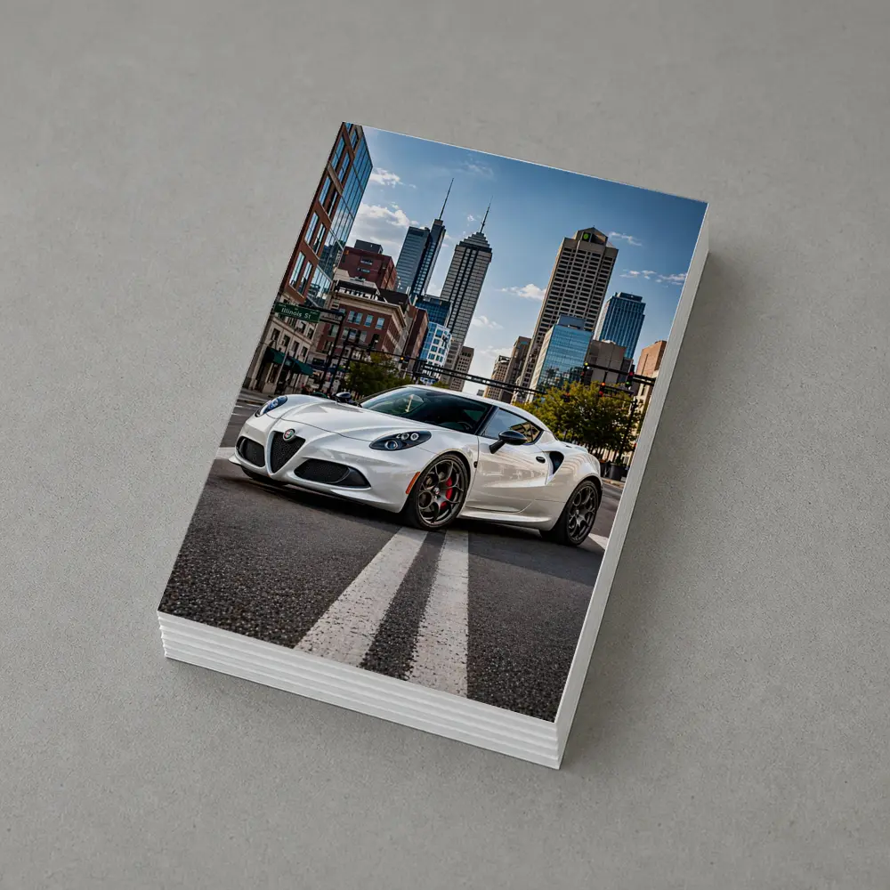 White Alfa Romeo 4C City Street – Postcards