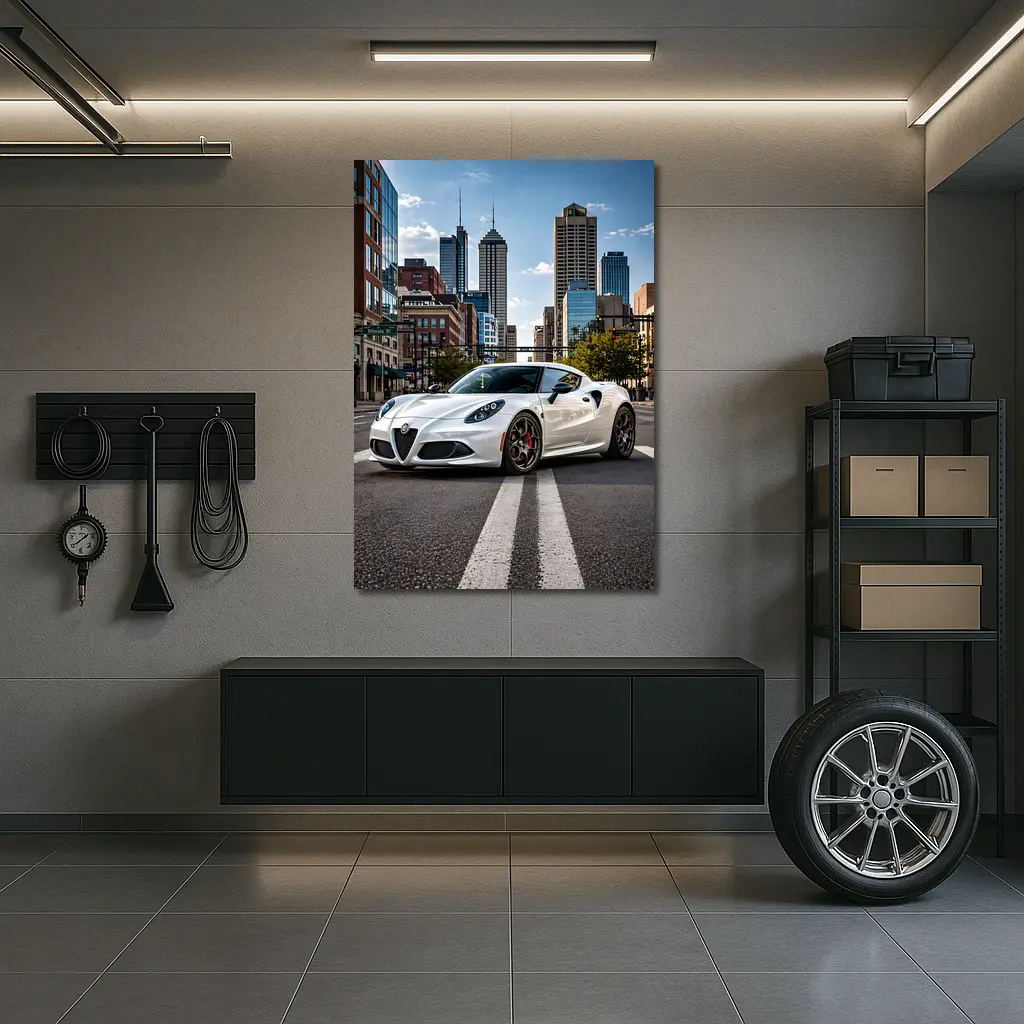 White Alfa Romeo 4C City Street – Wall Art
