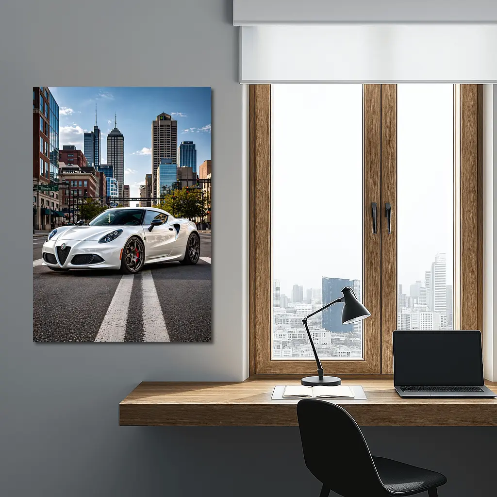 White Alfa Romeo 4C City Street – Wall Art