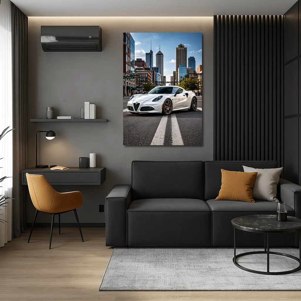 White Alfa Romeo 4C City Street – Wall Art
