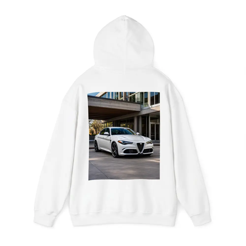 Alfa Romeo Giulia White Urban Architecture Setting – Hoodies