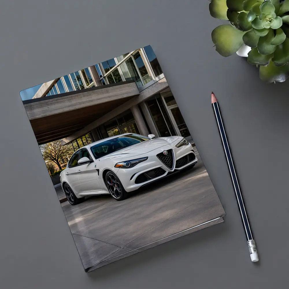 Alfa Romeo Giulia White Urban Architecture Setting – Notebooks