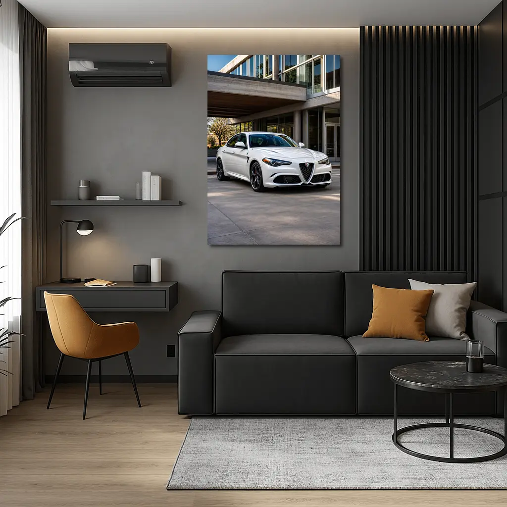 Alfa Romeo Giulia White Urban Architecture Setting – Wall Art