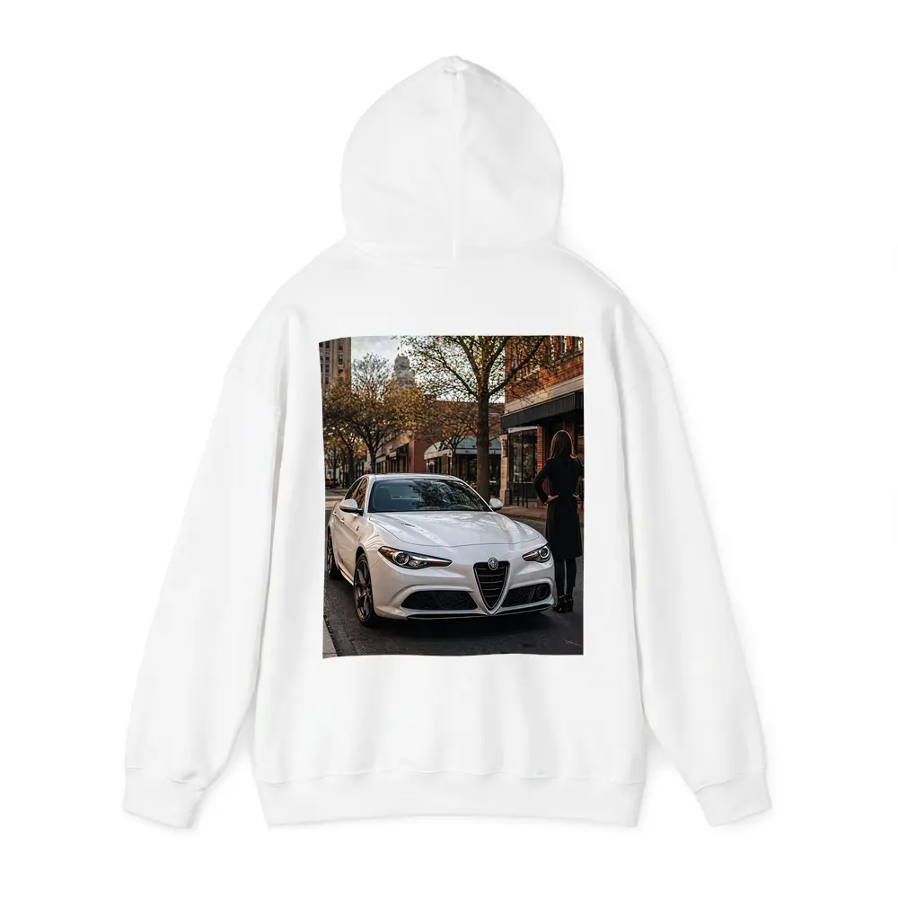 Alfa Romeo Giulia White Urban Street Scene – Hoodies