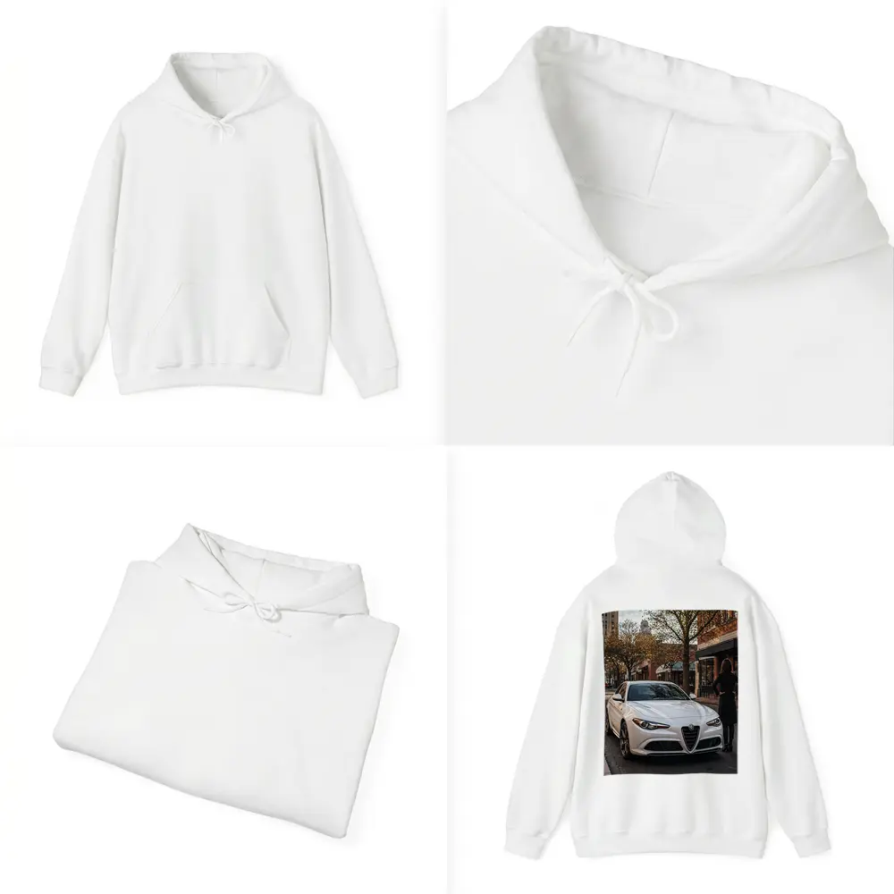 Alfa Romeo Giulia White Urban Street Scene – Hoodies