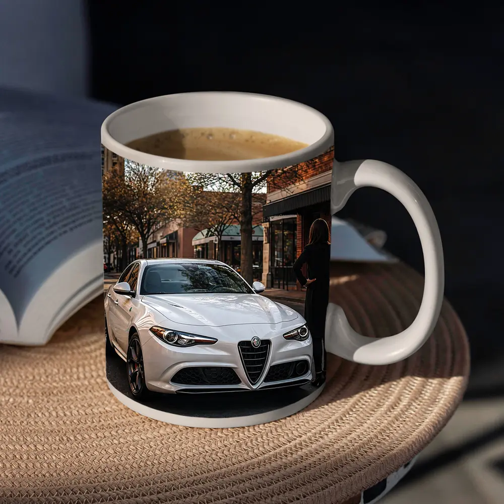 Alfa Romeo Giulia White Urban Street Scene – Mugs