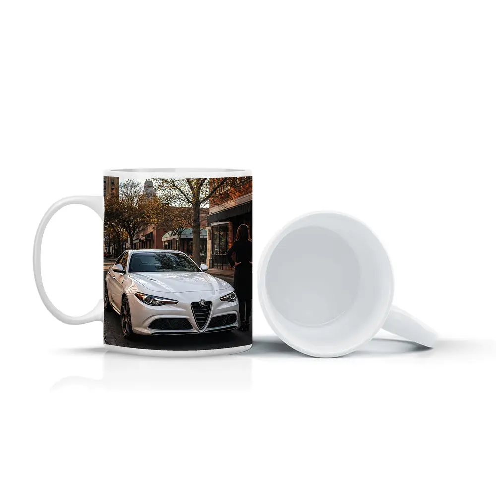 Alfa Romeo Giulia White Urban Street Scene – Mugs