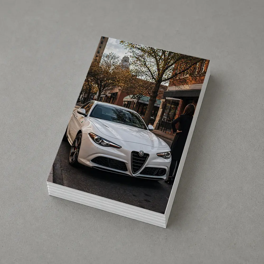 Alfa Romeo Giulia White Urban Street Scene – Postcards