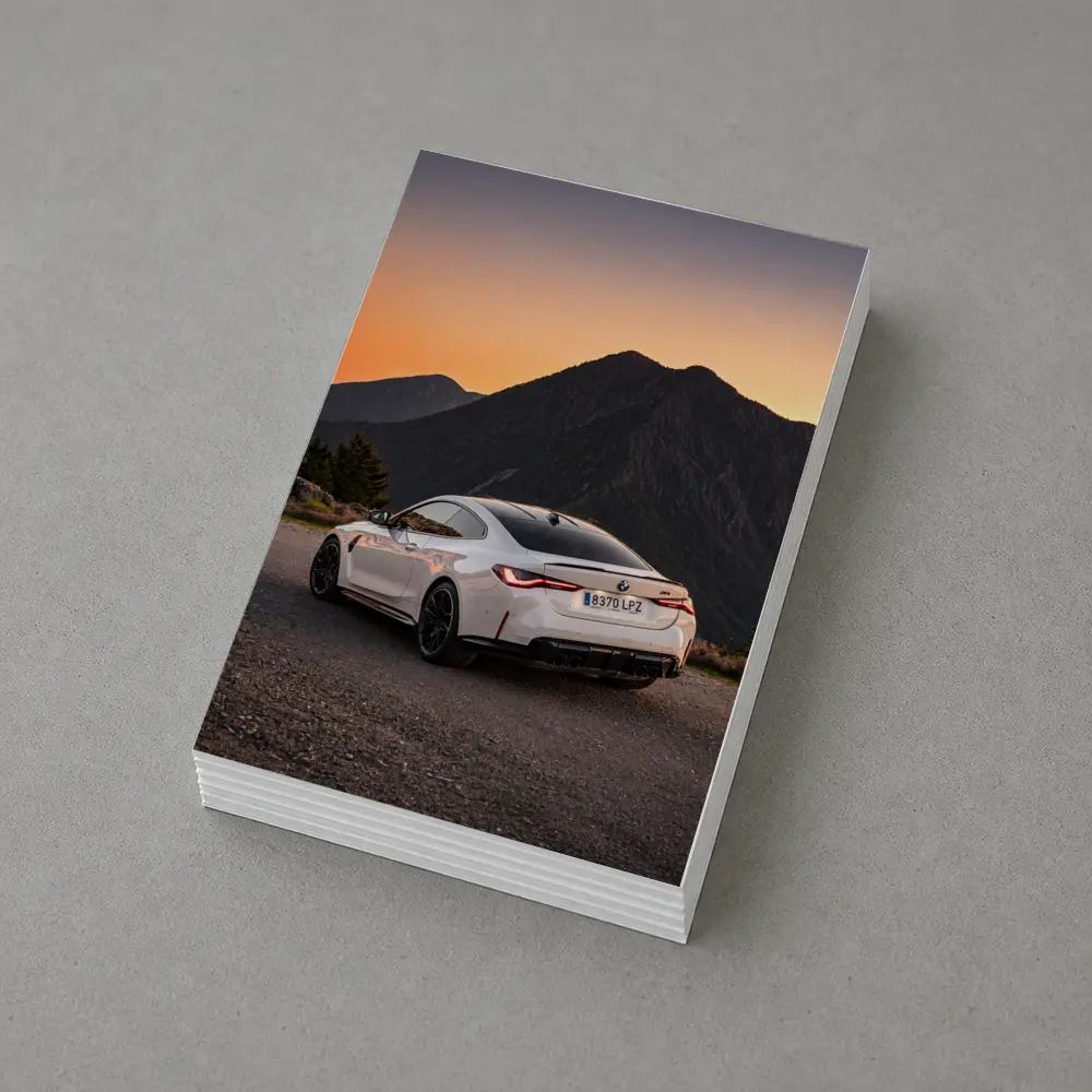 BMW M4 White Coupe Mountain Sunset – Postcards