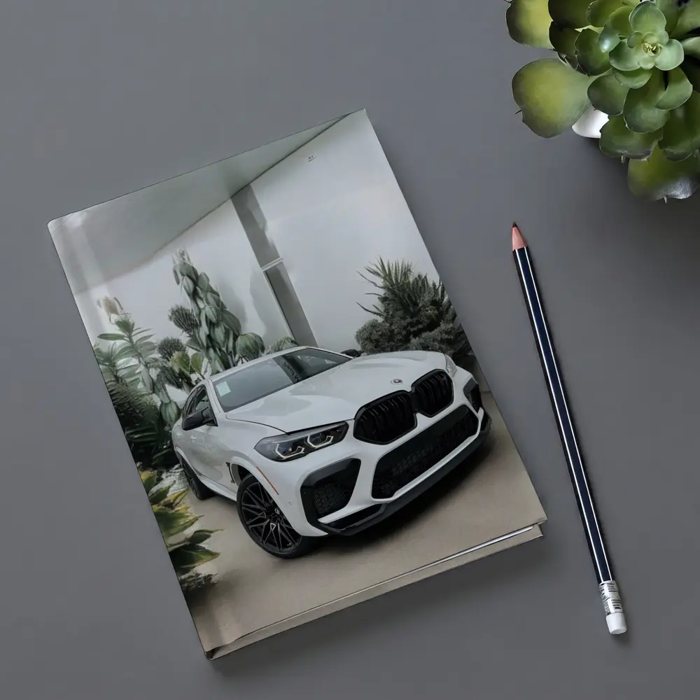 BMW X6 M White SUV Plants Background – Notebooks