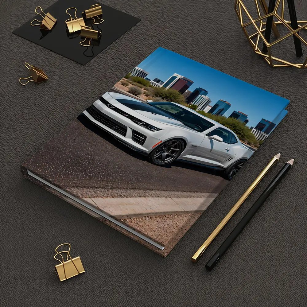 White Chevrolet Camaro City Skyline Background – Notebooks