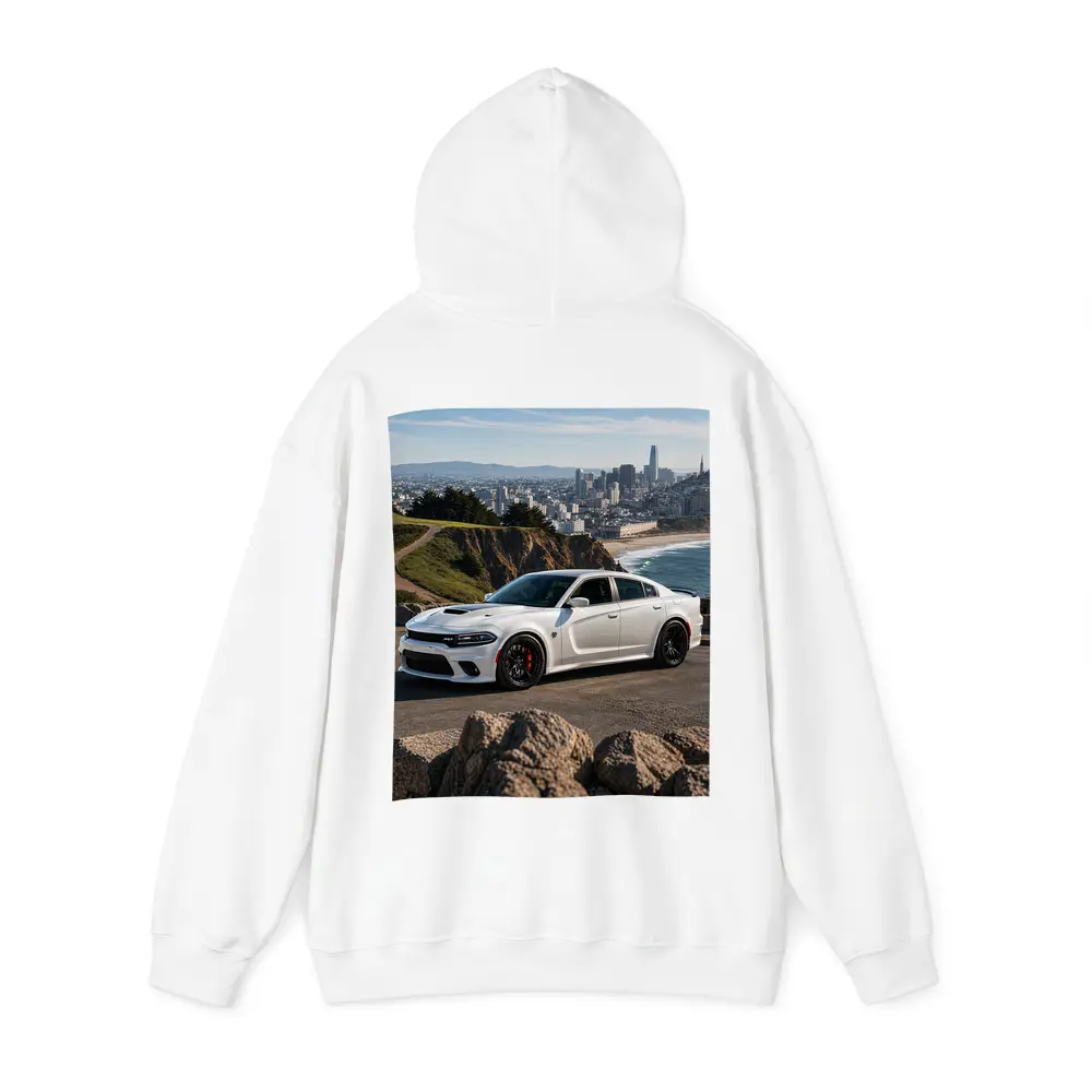 White Dodge Charger SRT San Francisco Skyline – Hoodies