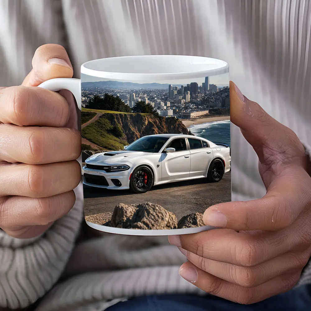 White Dodge Charger SRT San Francisco Skyline – Mugs