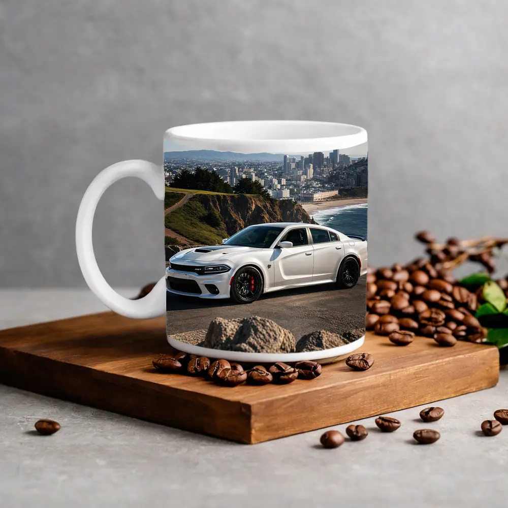 White Dodge Charger SRT San Francisco Skyline – Mugs