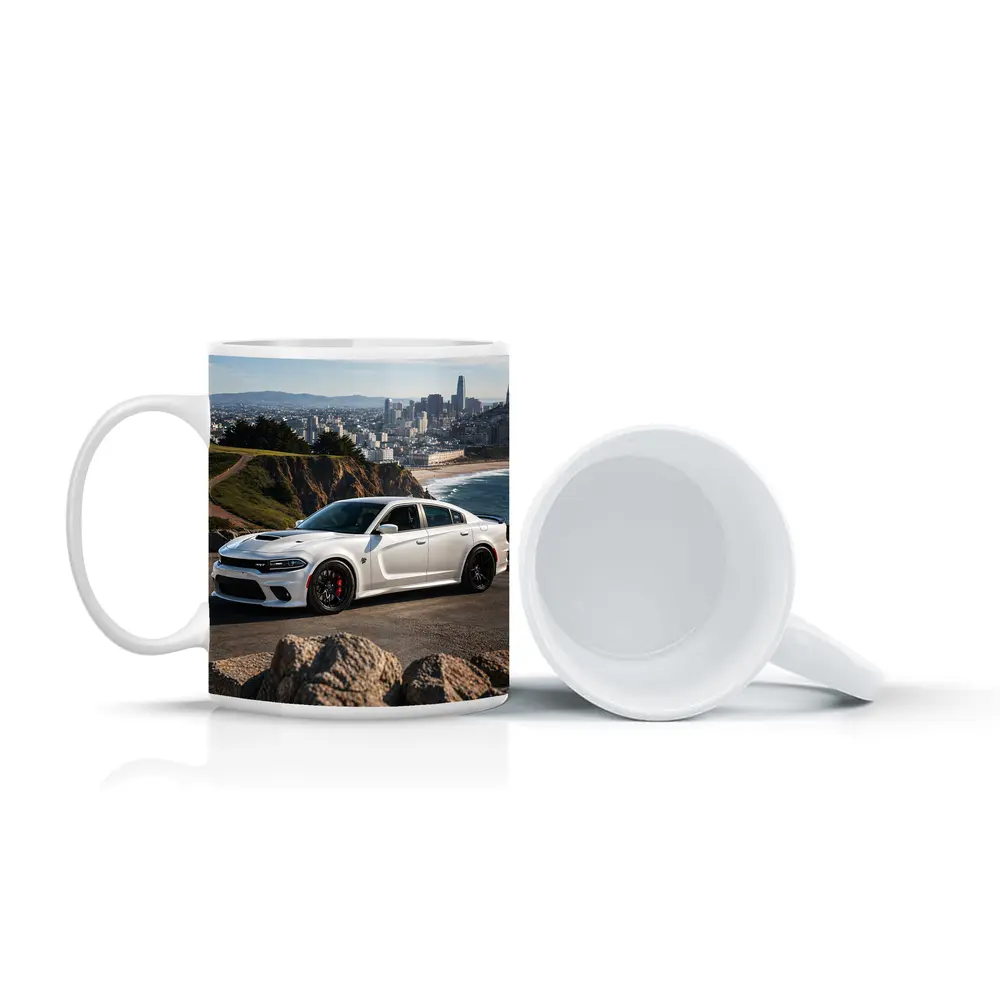 White Dodge Charger SRT San Francisco Skyline – Mugs