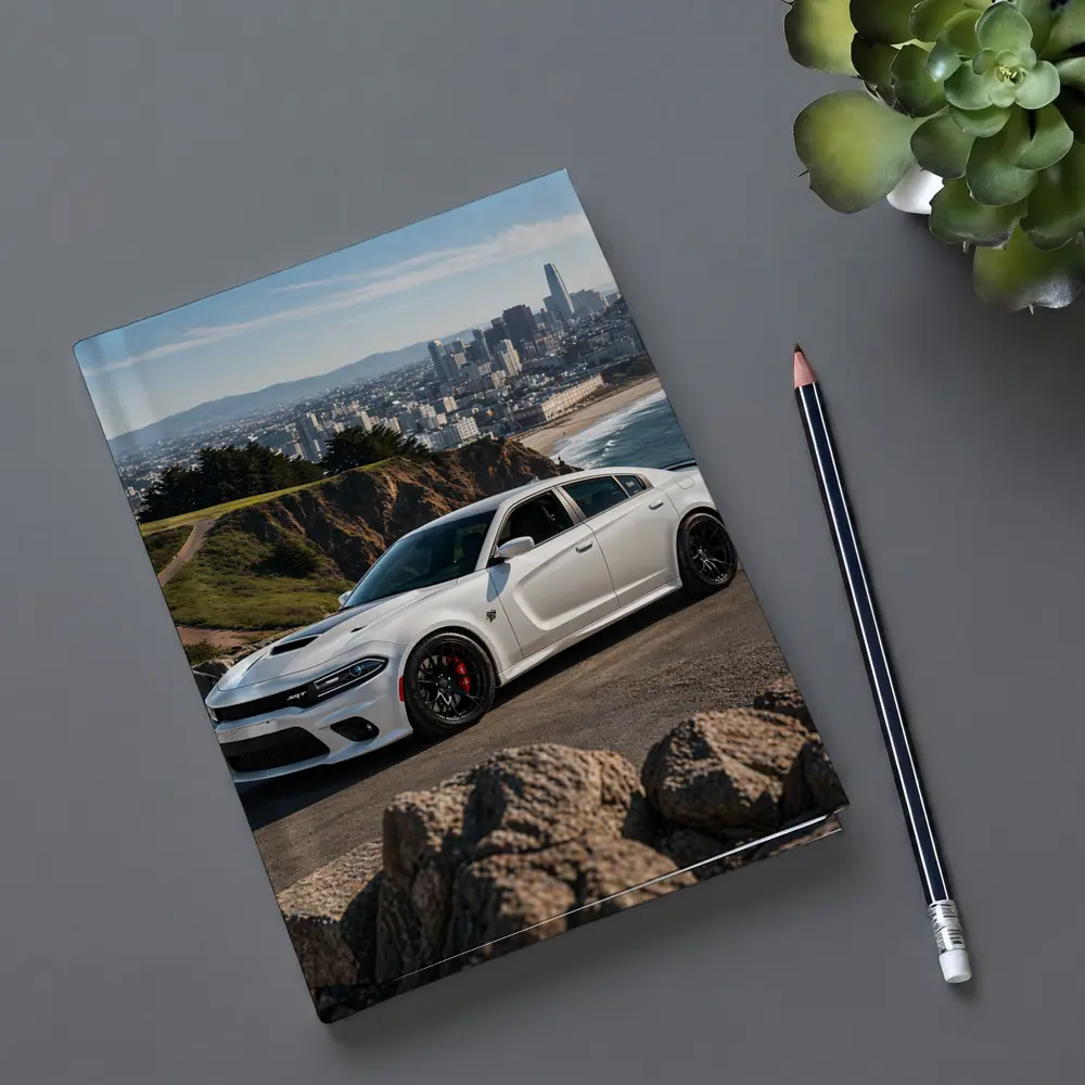 White Dodge Charger SRT San Francisco Skyline – Notebooks