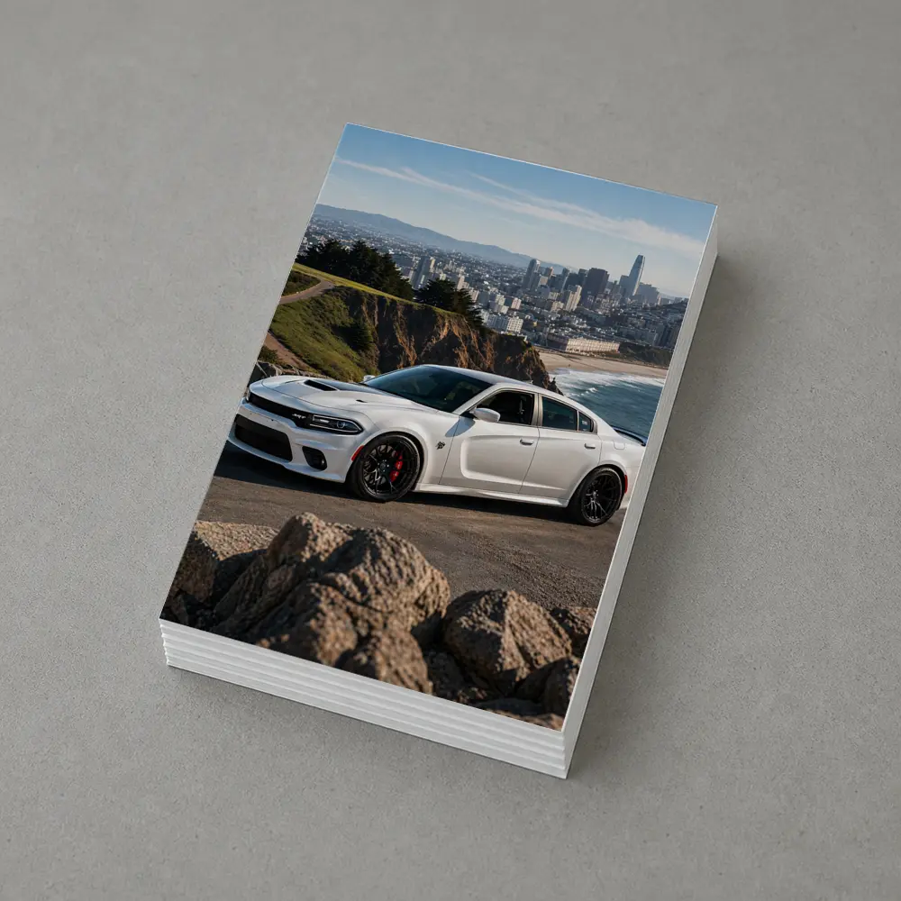 White Dodge Charger SRT San Francisco Skyline – Postcards