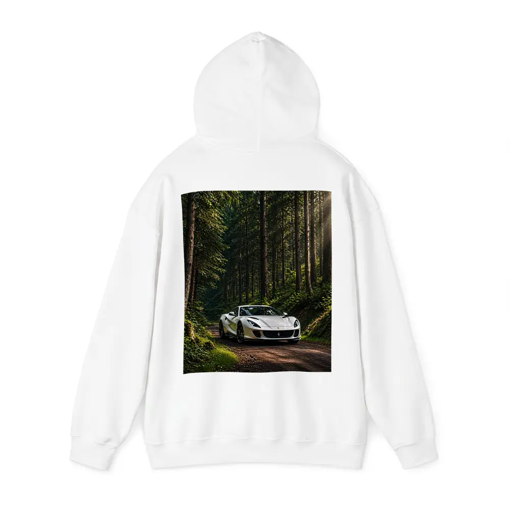 White Ferrari 812 Superfast Forest Road – Hoodies