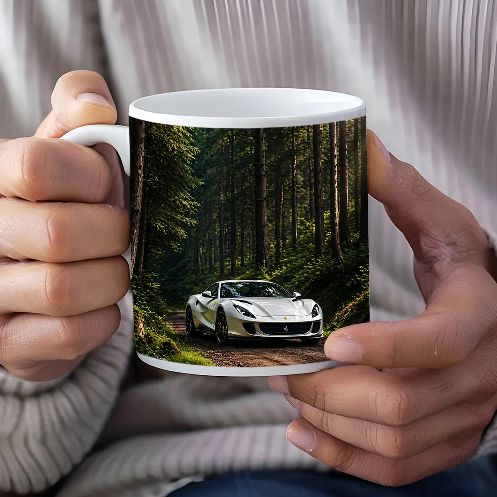 White Ferrari 812 Superfast Forest Road – Mugs
